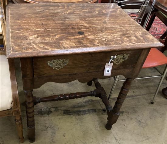 An 18th century style oak side table, width 73cm, depth 52cm, height 75cm